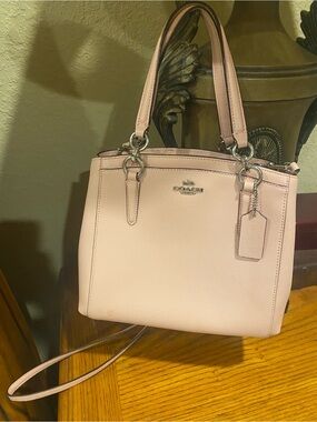 Coach Light Pink Saffiano Satchel with Crossbody Strap